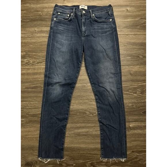 Agolde Sophie High Rise Raw Hem Blue Jeans Crop Skinny Stretch size 28 - Picture 1 of 8